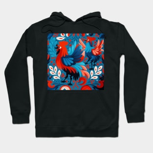 Red and blue rooster pattern Hoodie